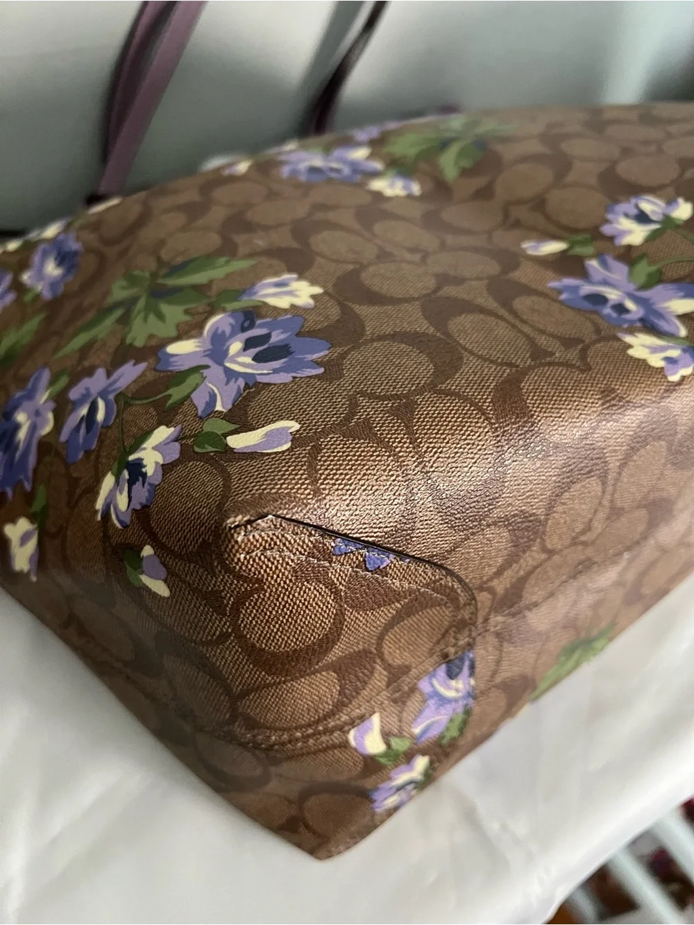 Coach Reversible City Tote in Signature Canvas with Lily Print & Pouch